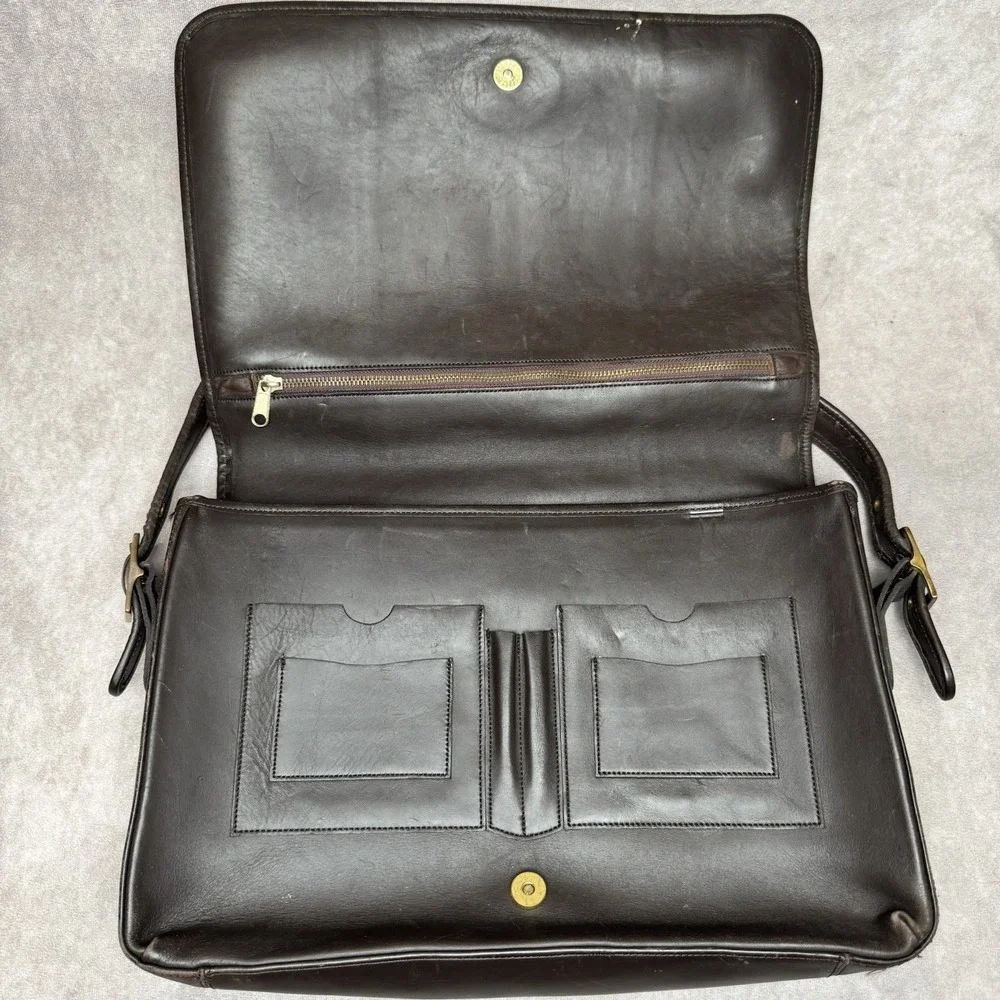 COACH 30310 Brown Leather Men's Briefcase Messenger Bag Shoulder Strap